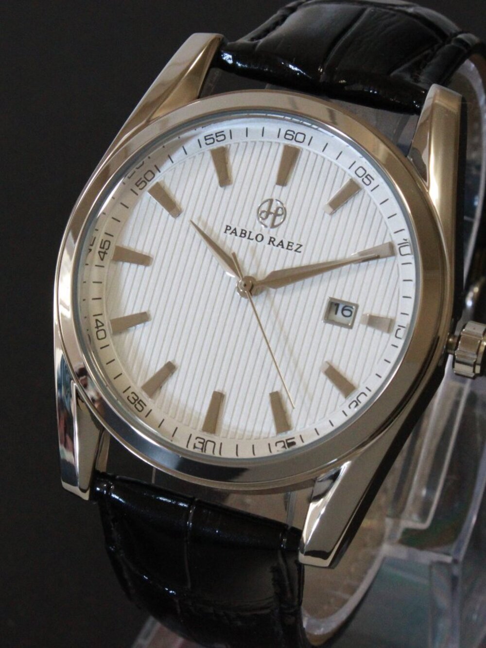 Men's Contemporary Dress Textured Dial Raised Indices Date Complication 41mm - Picture 4 of 10